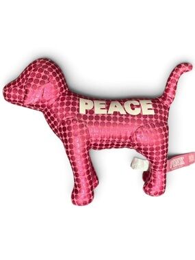 PINK Victoria's Secret Pink Sequin Dog Pillow with "PEACE" Lettering